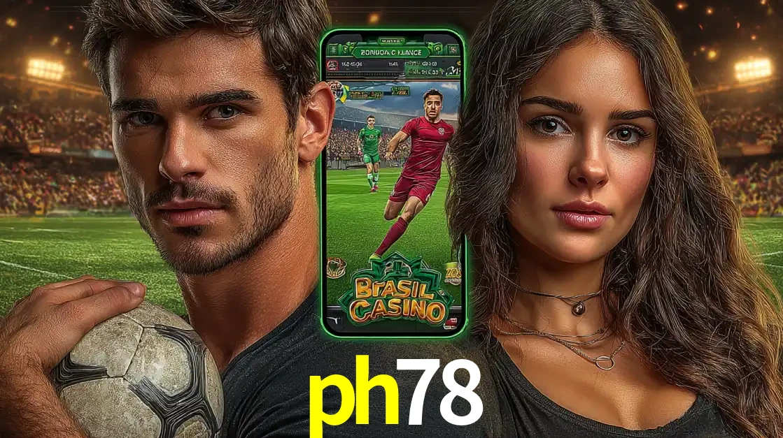 Homem segurando uma bola de futebol e uma mulher ao lado de um smartphone exibindo o jogo de apostas esportivas da ph78. Faça seu palpite no cassino online.